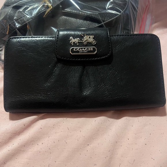 Coach Black Leather Long Wallet - Picture 1 of 16